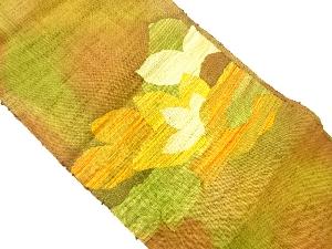 リサイクル　手織り紬花模様織出し暈し名古屋帯